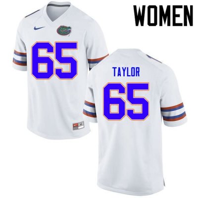 Women's Florida Gators #65 Jawaan Taylor NCAA Nike White Authentic Stitched College Football Jersey MXN0062UY